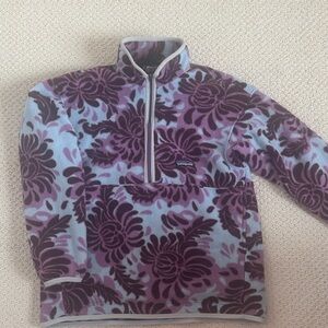Patagonia Blue and Purple Floral Fleece Pullover- vintage